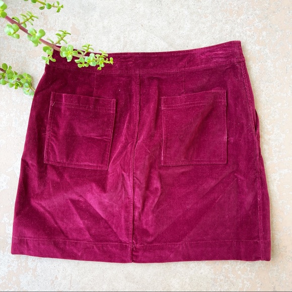 Theory Corduroy Burgundy Front Zip Mini Skirt - Picture 3 of 4